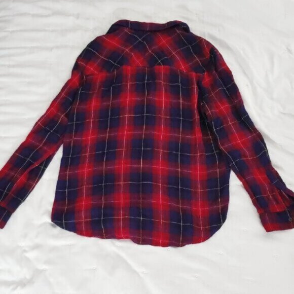 Garage Super Soft Rayon Plaid Red/Blue Flannel Shirt - Picture 9 of 10
